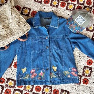 Northcrest Autumn Leaves Embroidered Denim Jacket